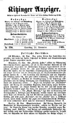 Kitzinger Anzeiger Samstag 21. November 1868