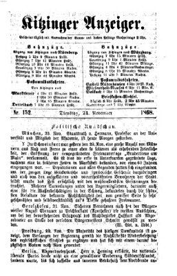 Kitzinger Anzeiger Dienstag 24. November 1868