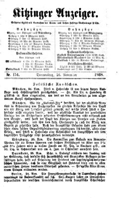 Kitzinger Anzeiger Donnerstag 26. November 1868