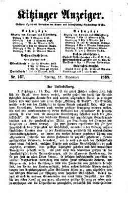 Kitzinger Anzeiger Freitag 11. Dezember 1868