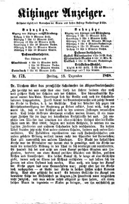 Kitzinger Anzeiger Freitag 18. Dezember 1868