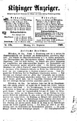 Kitzinger Anzeiger Montag 21. Dezember 1868