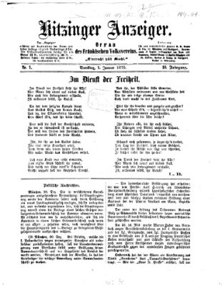 Kitzinger Anzeiger Samstag 1. Januar 1870