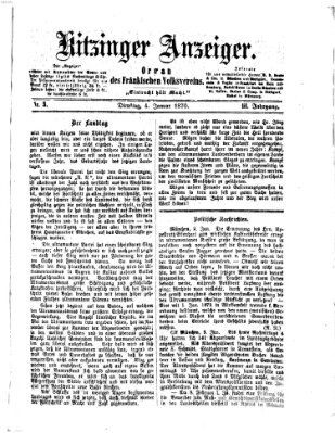 Kitzinger Anzeiger Dienstag 4. Januar 1870