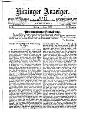 Kitzinger Anzeiger Freitag 14. Januar 1870