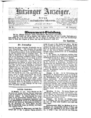 Kitzinger Anzeiger Samstag 15. Januar 1870