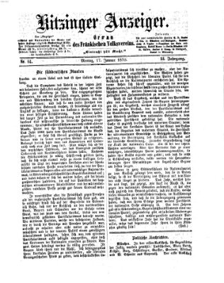 Kitzinger Anzeiger Montag 17. Januar 1870