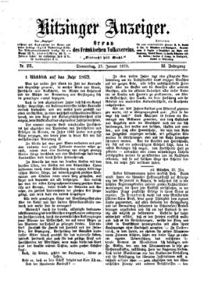 Kitzinger Anzeiger Donnerstag 27. Januar 1870