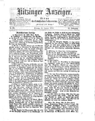 Kitzinger Anzeiger Montag 31. Januar 1870