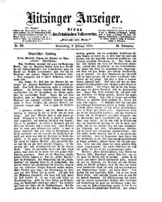 Kitzinger Anzeiger Donnerstag 3. Februar 1870