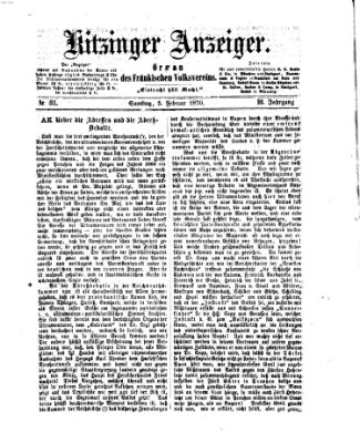 Kitzinger Anzeiger Samstag 5. Februar 1870