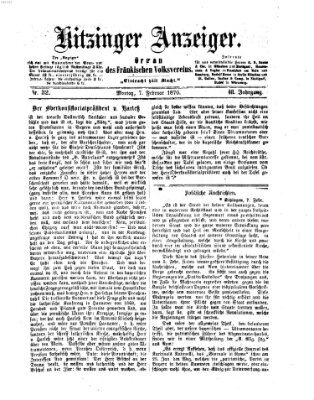 Kitzinger Anzeiger Montag 7. Februar 1870