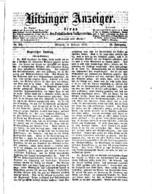 Kitzinger Anzeiger Mittwoch 9. Februar 1870