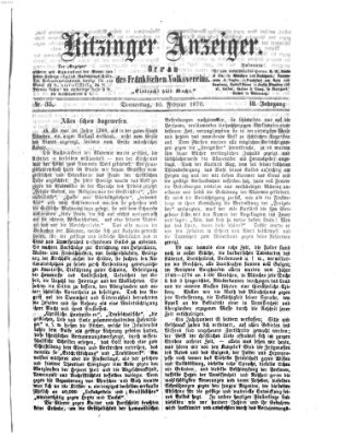 Kitzinger Anzeiger Donnerstag 10. Februar 1870