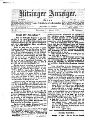 Kitzinger Anzeiger Donnerstag 17. Februar 1870