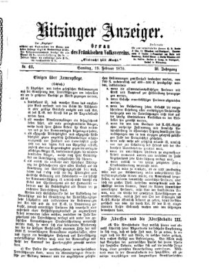 Kitzinger Anzeiger Samstag 19. Februar 1870