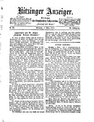 Kitzinger Anzeiger Mittwoch 2. März 1870