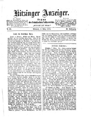 Kitzinger Anzeiger Mittwoch 9. März 1870