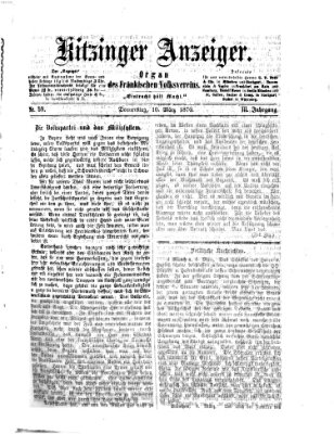 Kitzinger Anzeiger Donnerstag 10. März 1870