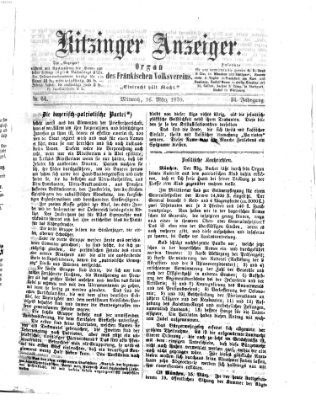 Kitzinger Anzeiger Mittwoch 16. März 1870