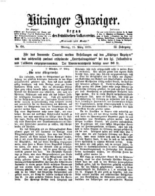 Kitzinger Anzeiger Montag 21. März 1870