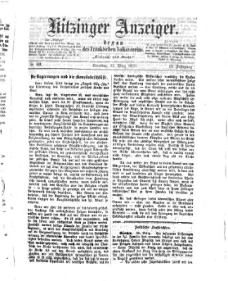 Kitzinger Anzeiger Dienstag 22. März 1870