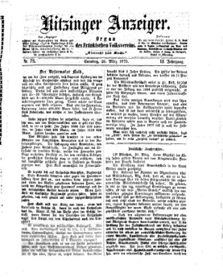 Kitzinger Anzeiger Samstag 26. März 1870