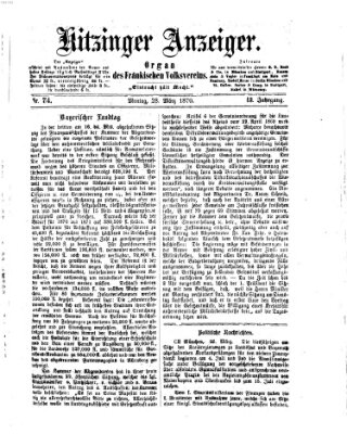 Kitzinger Anzeiger Montag 28. März 1870