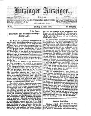 Kitzinger Anzeiger Dienstag 5. April 1870