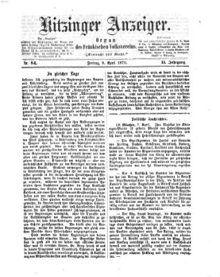 Kitzinger Anzeiger Freitag 8. April 1870