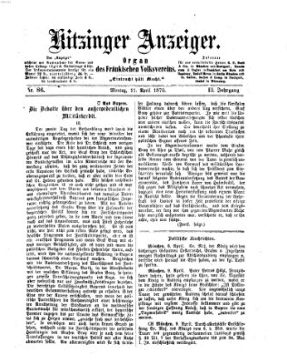 Kitzinger Anzeiger Montag 11. April 1870