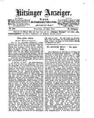 Kitzinger Anzeiger Donnerstag 28. April 1870