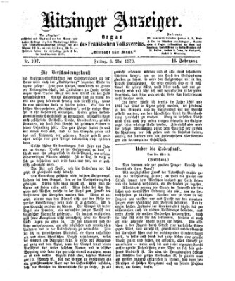 Kitzinger Anzeiger Freitag 6. Mai 1870