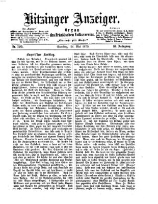 Kitzinger Anzeiger Samstag 21. Mai 1870