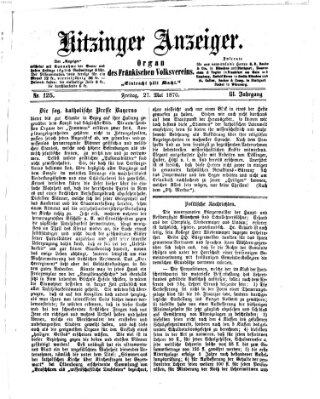 Kitzinger Anzeiger Freitag 27. Mai 1870