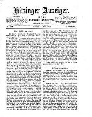 Kitzinger Anzeiger Mittwoch 1. Juni 1870