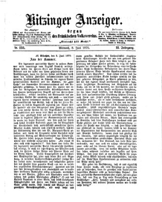 Kitzinger Anzeiger Mittwoch 8. Juni 1870