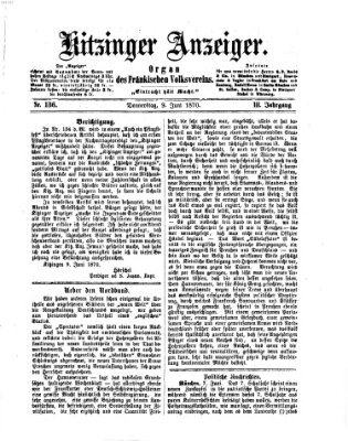 Kitzinger Anzeiger Donnerstag 9. Juni 1870