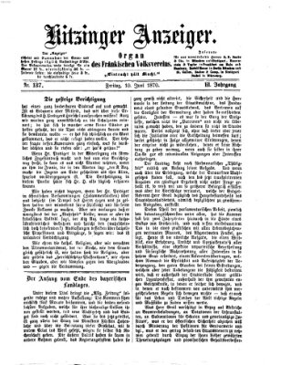 Kitzinger Anzeiger Freitag 10. Juni 1870