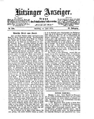 Kitzinger Anzeiger Samstag 11. Juni 1870