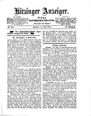 Kitzinger Anzeiger Mittwoch 15. Juni 1870