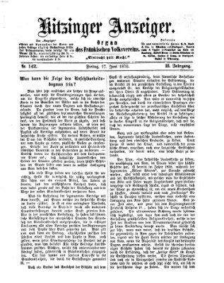 Kitzinger Anzeiger Freitag 17. Juni 1870