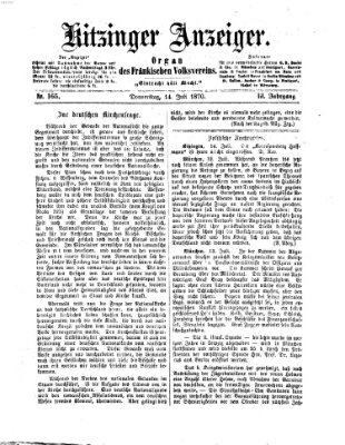 Kitzinger Anzeiger Donnerstag 14. Juli 1870