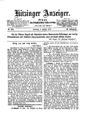 Kitzinger Anzeiger Dienstag 2. August 1870