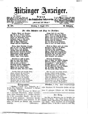 Kitzinger Anzeiger Dienstag 9. August 1870