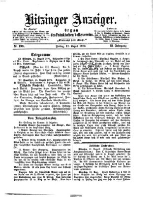 Kitzinger Anzeiger Freitag 12. August 1870