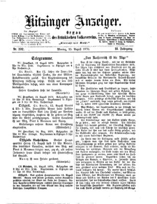 Kitzinger Anzeiger Montag 15. August 1870