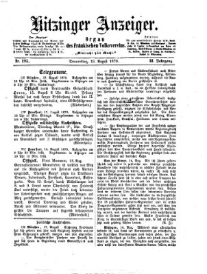 Kitzinger Anzeiger Donnerstag 18. August 1870