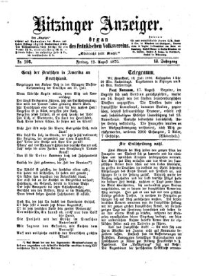 Kitzinger Anzeiger Freitag 19. August 1870