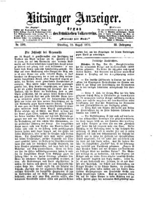 Kitzinger Anzeiger Dienstag 23. August 1870